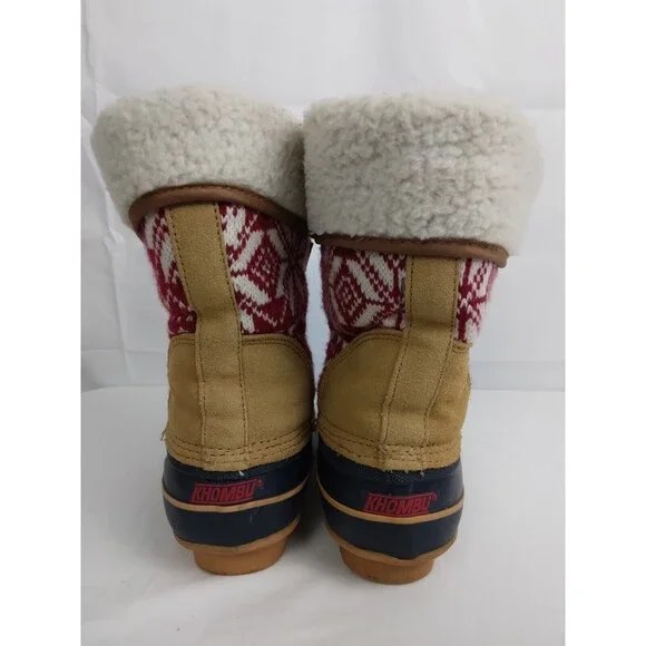 KHOMBU MAYA Suede Lace Up Faux Fur Lined Winter Duck Boots Brown Womens Size 8 M - Picture 11 of 12